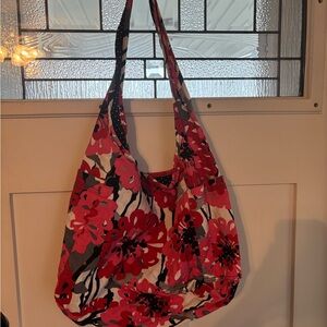 Floral Tote Bag - Red and Black